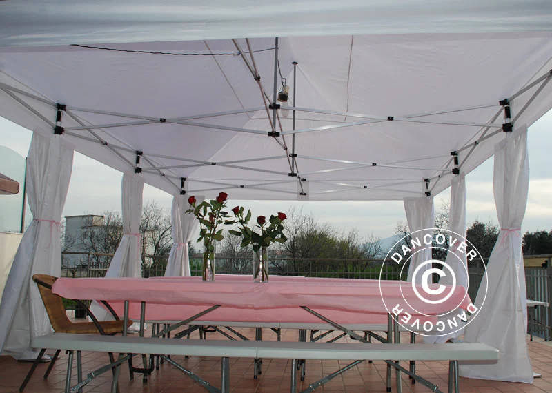 Namiot Ekspresowy FleXtents PRO Steel 4x6m Biały, mq 8 ozdobnymi kurtynami - Image 6