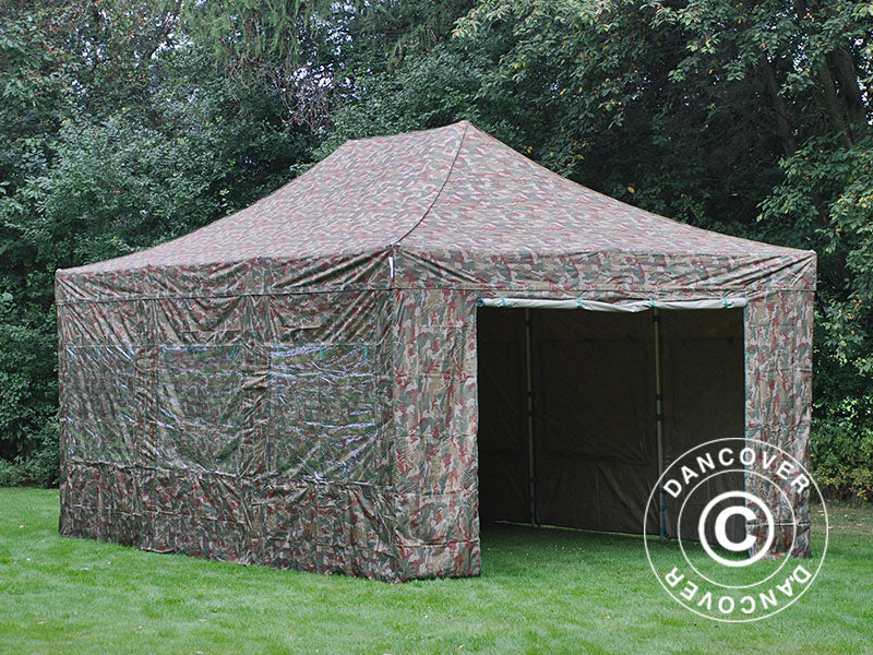 Namiot Ekspresowy FleXtents PRO Steel 4x6m Kamuflaż/Wojskowy, mq 8 ściany boczne - Image 2