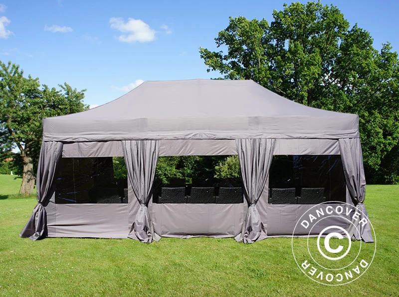 Namiot Ekspresowy FleXtents PRO Steel 4x6m Latte, mq 8 ściany boczne & ozdobnymi kurtynami - Image 2