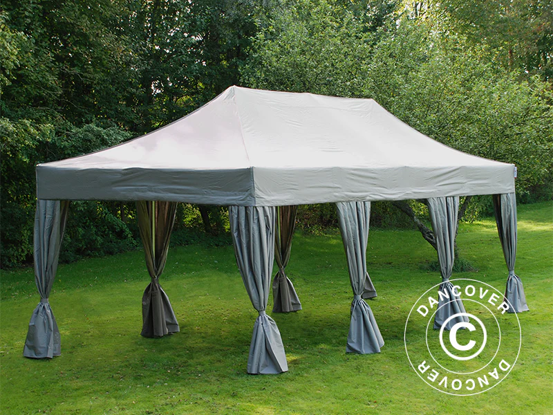 Namiot Ekspresowy FleXtents PRO Steel 4x6m Latte, mq 8 ozdobnymi kurtynami - Image 2