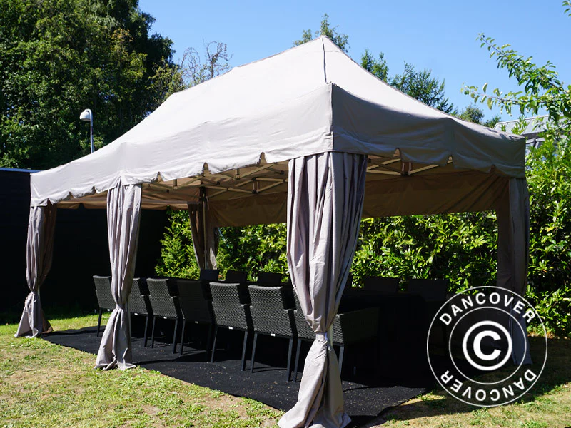 Namiot ekspresowy FleXtents PRO Steel "Peaked" 3x6m Latte, w tym 6 ścian bocznych i 6 zasłon dekoracyjnych - Image 3