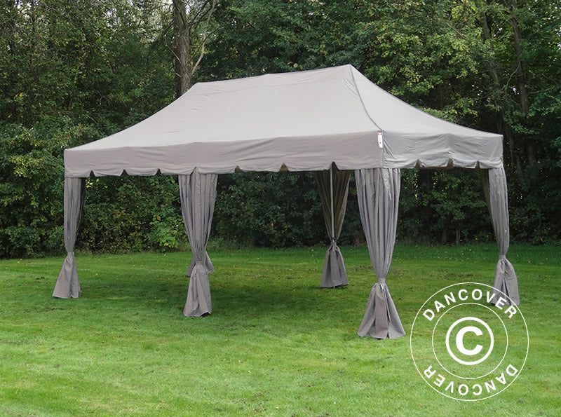 Namiot ekspresowy FleXtents PRO Steel "Peaked" 4x8m Latte, w tym 6 ścian bocznych i 6 zasłon dekoracyjnych - Image 4