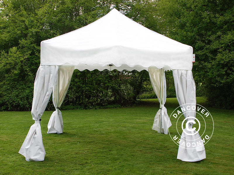 Namiot Ekspresowy FleXtents PRO "Wave" 3x3m Biały, mq 4 ozdobnymi kurtynami - Image 3