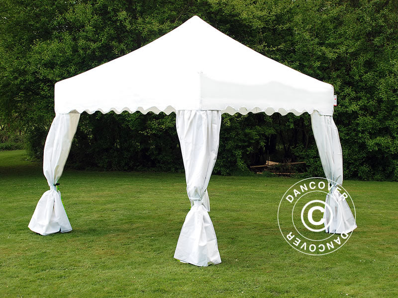 Namiot Ekspresowy FleXtents PRO "Wave" 3x3m Biały, mq 4 ozdobnymi kurtynami - Image 4