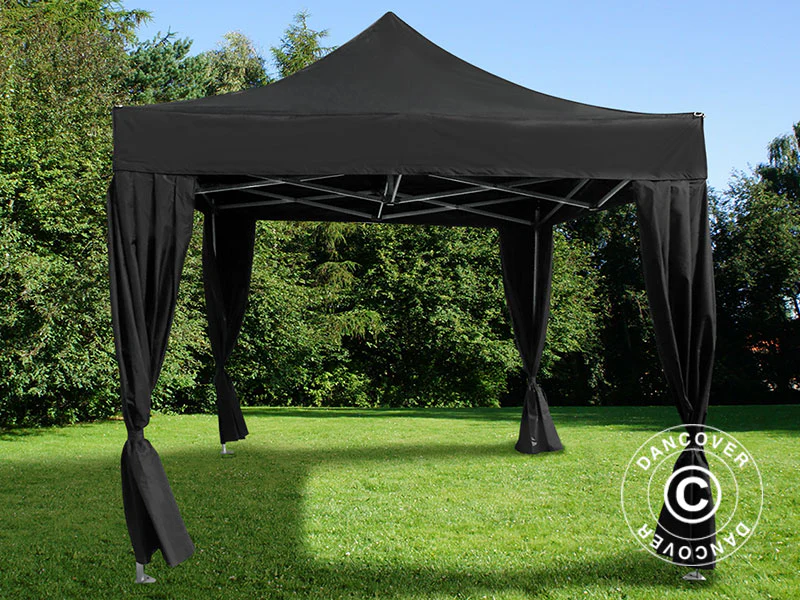 Namiot Ekspresowy FleXtents Steel 4x4m Czarny, zawierający 4 ozdobnymi kurtynami - Image 2