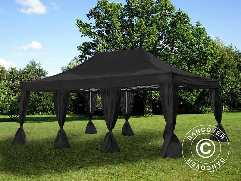 Namiot Ekspresowy FleXtents Steel 4x6m Czarny, zawierający 8 ozdobnymi kurtynami - Image 2