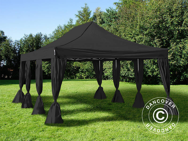 Namiot Ekspresowy FleXtents Steel 4x6m Czarny, zawierający 8 ozdobnymi kurtynami - Image 3