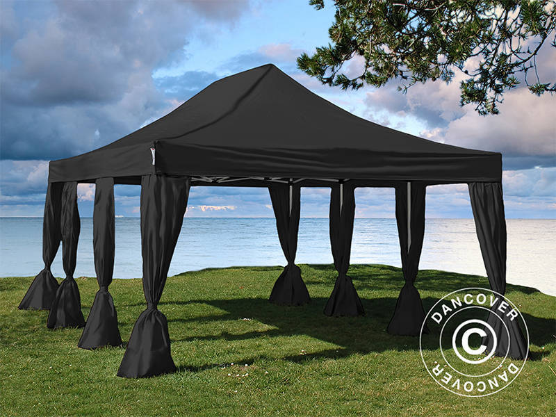 Namiot Ekspresowy FleXtents Steel 4x6m Czarny, zawierający 8 ozdobnymi kurtynami - Image 4