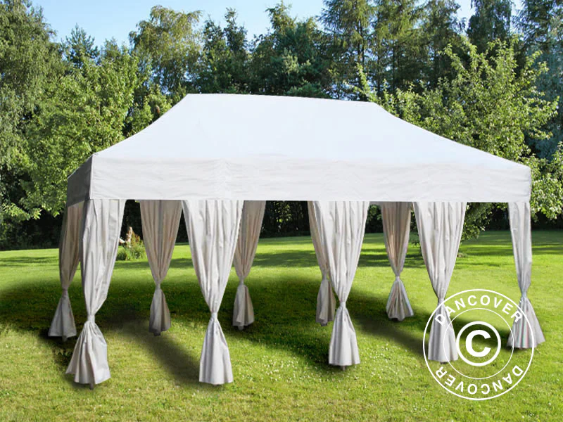 Namiot Ekspresowy FleXtents Steel 4x8m Biały, mq 6 ozdobnymi kurtynami - Image 2