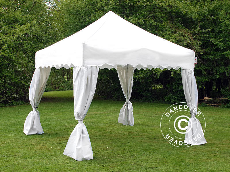 Namiot Ekspresowy FleXtents Xtreme 50 "Wave" 3x3m Biały, mq 4 ozdobnymi kurtynami - Image 3