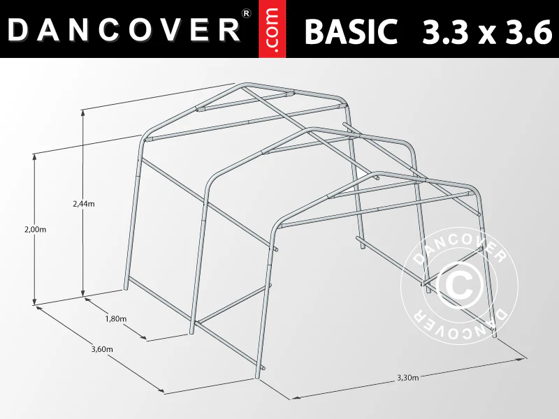 Namiot garażowy Basic 3,3x3,6x2,4 m PE, szary - Image 9