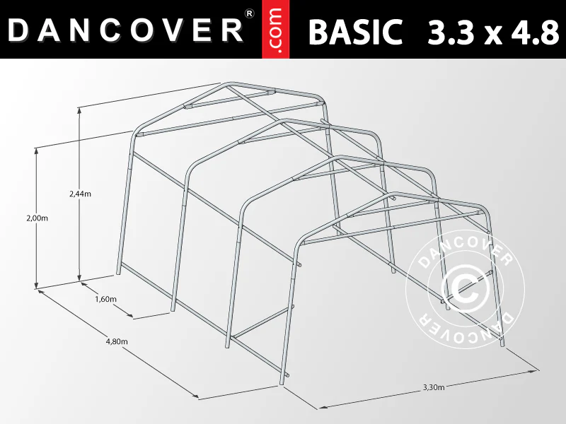 Namiot garażowy Basic 3,3x4,8x2,4 m PE, szary - Image 10