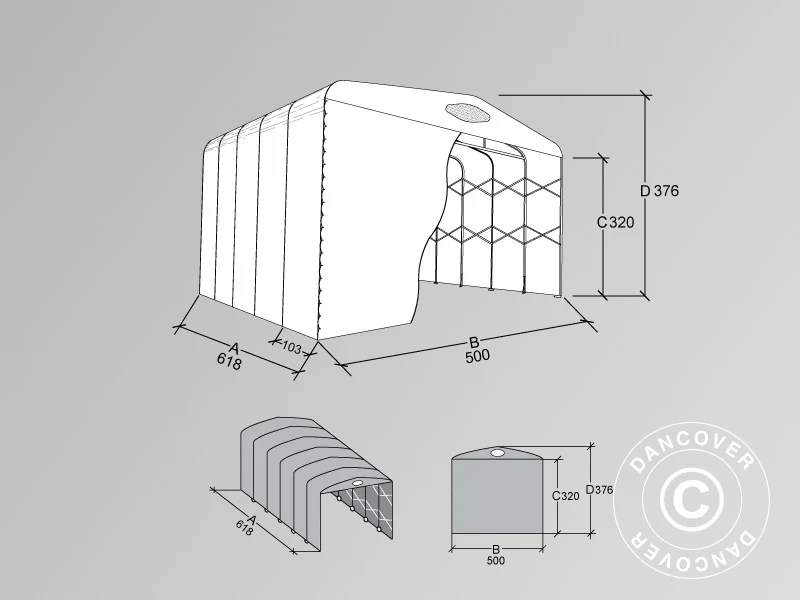 Namiot garażowy Maxi Box, 5x6,18x3,76m, Szary - Image 7