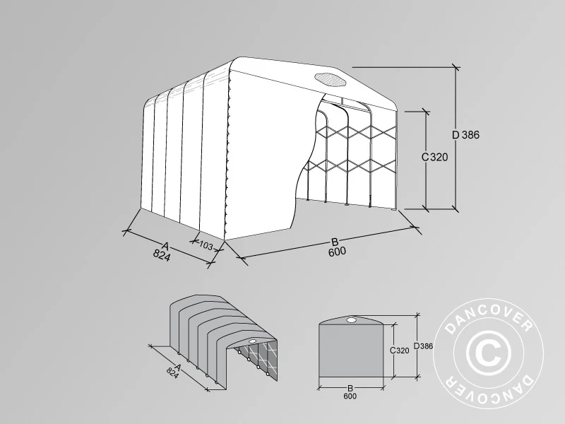 Namiot garażowy Maxi Box, 6x8,24x3,86m, Szary - Image 9
