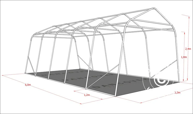 Namiot garażowy PRO 3,3x6x2,4m PCV, Zielony - Image 10