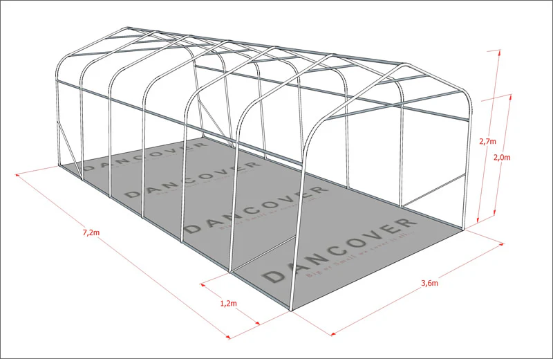 Namiot garażowy PRO 3,6x7,2x2,68m PCV z podłogą, Szary - Image 11
