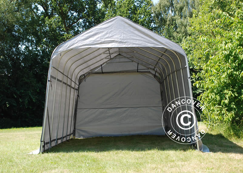 Namiot garażowy PRO 3,77x7,3x3,18m PE, Szary - Image 2