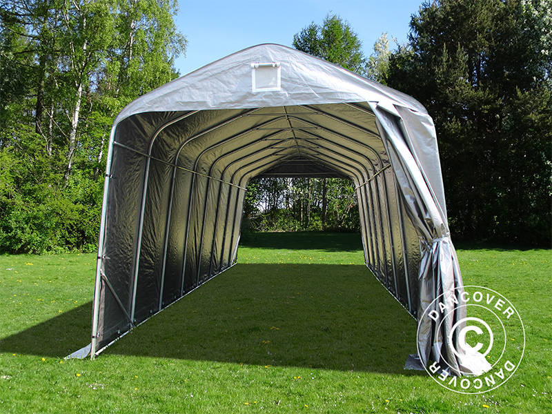Namiot garażowy PRO 3,77x9,7x3,18m PE, Szary - Image 10