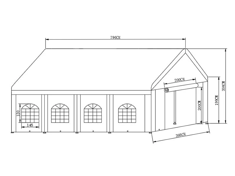 Namiot imprezowy Basic 4x8m PE 500, Biały - Image 7