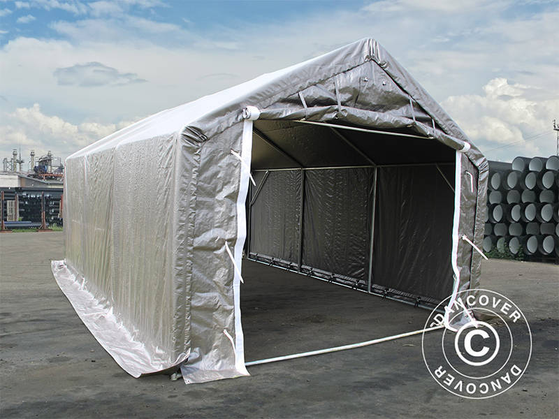 Namiot magazynowy PRO 4x6x2x3,1m, PE, Szary - Image 3