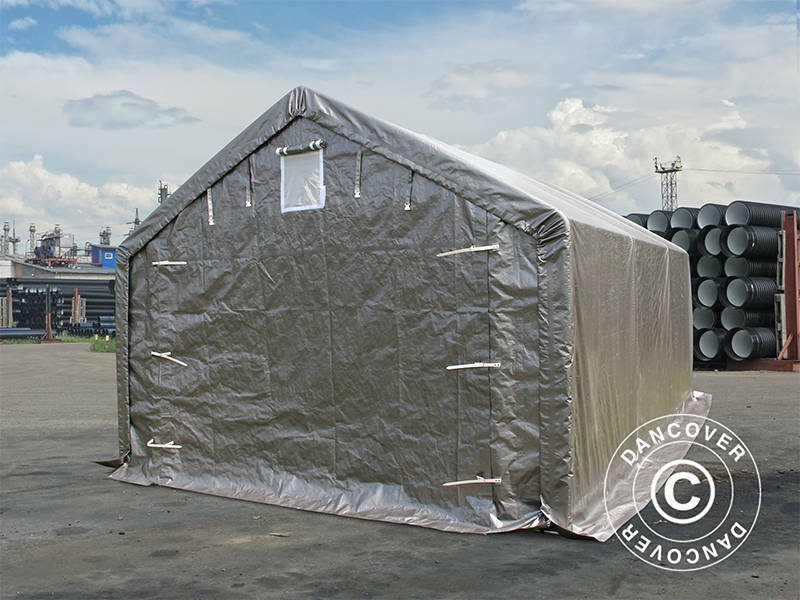 Namiot magazynowy PRO 4x6x2x3,1m, PE, Szary - Image 5