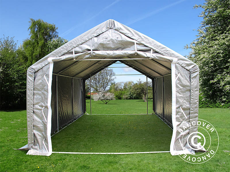 Namiot magazynowy PRO 4x8x2,5x3,6m, PE, Szary - Image 3