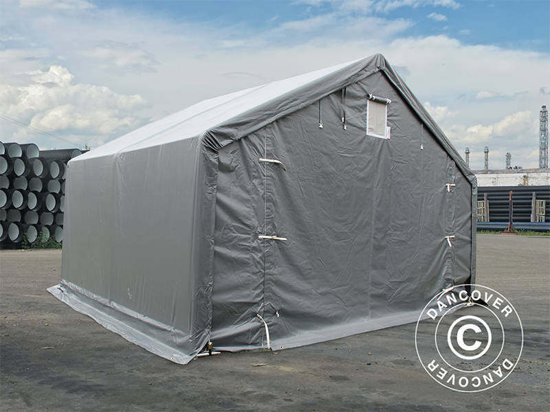 Namiot magazynowy PRO 5x4x2x3,39m, PCV, Szary - Image 2