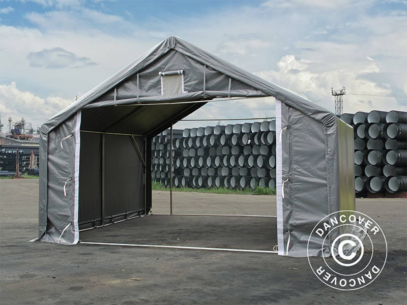 Namiot magazynowy PRO 5x4x2x3,39m, PCV, Szary - Image 6