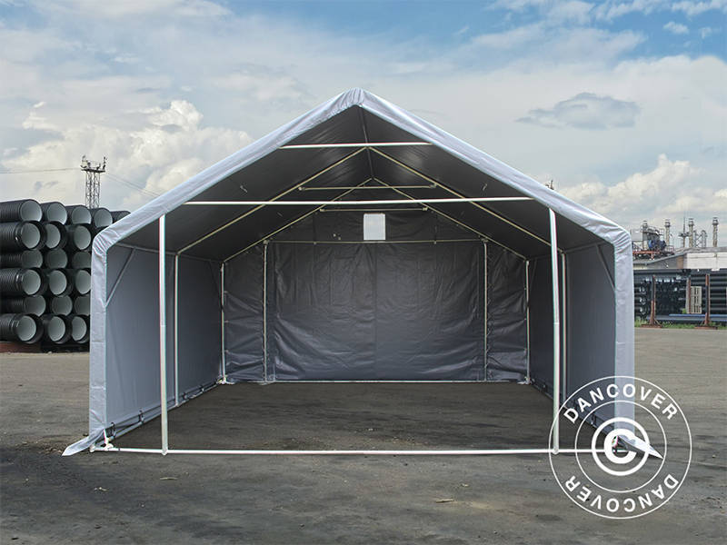 Namiot magazynowy PRO 5x4x2x3,39m, PCV, Szary - Image 7