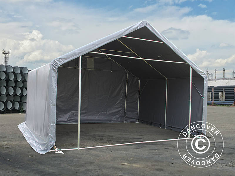 Namiot magazynowy PRO 5x4x2x3,39m, PCV, Szary - Image 8