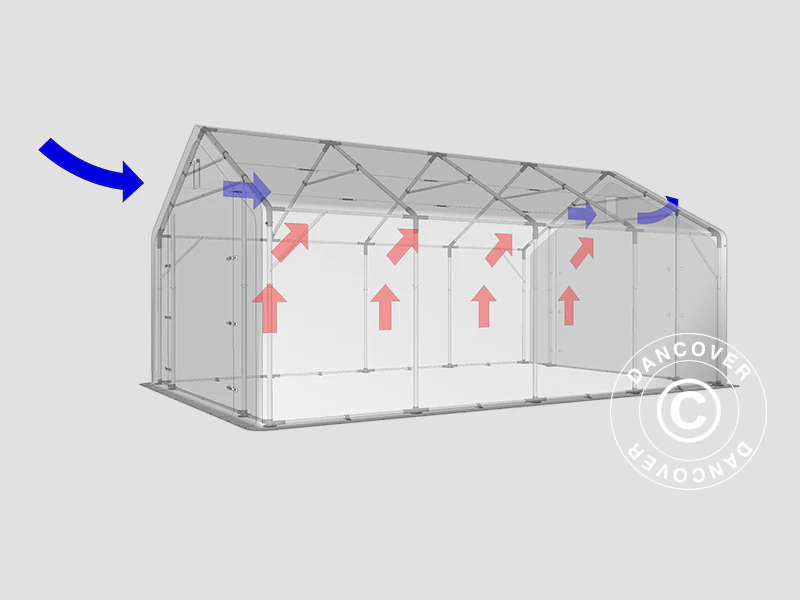 Namiot magazynowy PRO 5x8x2,5x3,89m, PCV, Zielony - Image 9