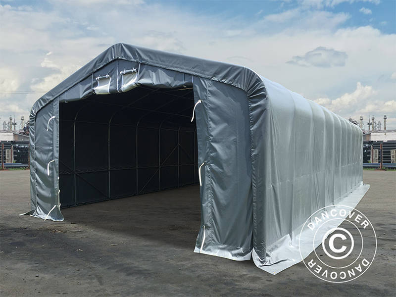 Namiot magazynowy PRO 6x12x3,7m PCV ze świetlikiem, Szary - Image 3