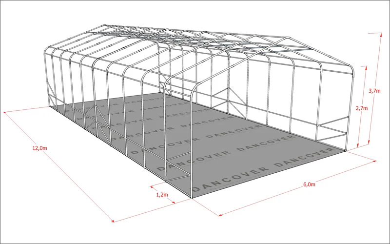 Namiot magazynowy PRO 6x12x3,7m  PCV ze świetlikiem, Zielony - Image 12