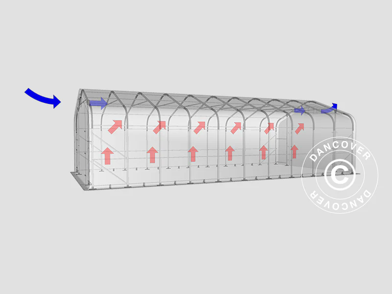 Namiot magazynowy PRO 6x12x3,7m  PCV ze świetlikiem, Zielony - Image 13