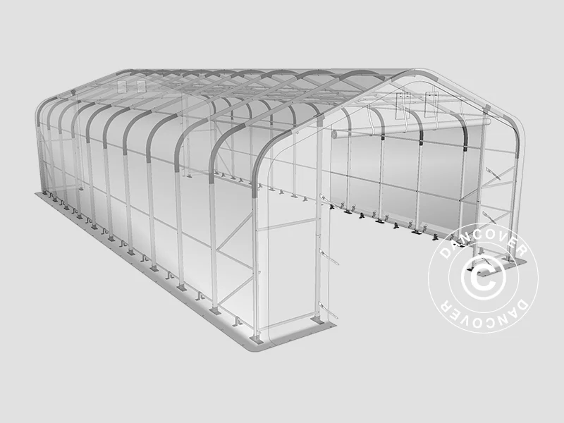 Namiot magazynowy PRO 6x12x3,7m  PCV ze świetlikiem, Zielony - Image 14