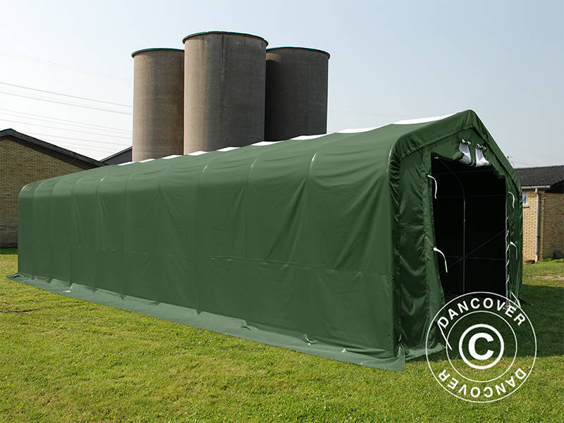 Namiot magazynowy PRO 6x12x3,7m  PCV ze świetlikiem, Zielony - Image 3