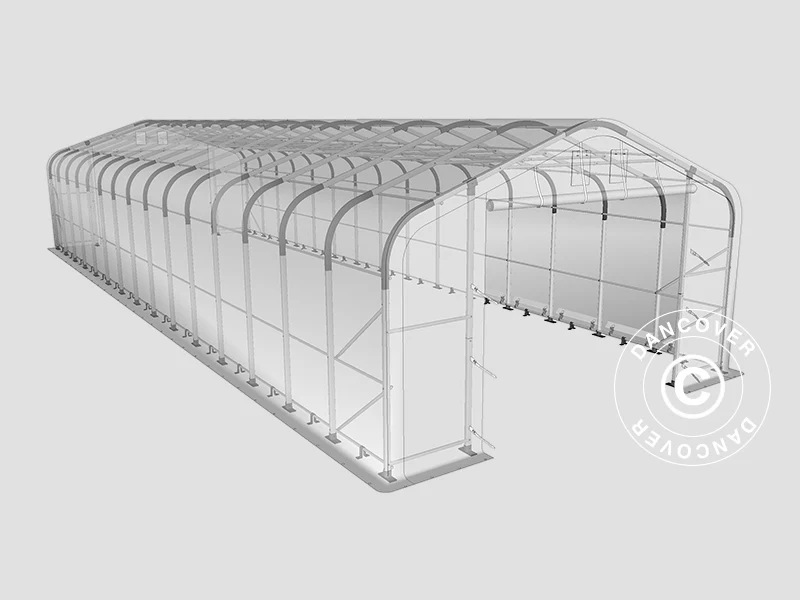 Namiot magazynowy PRO 6x18x3,7m PCV ze świetlikiem, Szary - Image 14