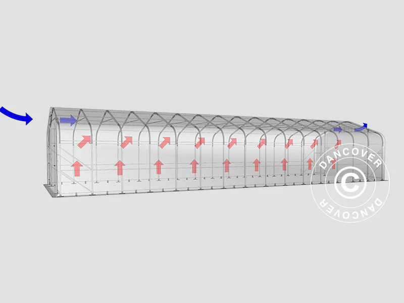 Namiot magazynowy PRO 6x18x3,7m PCV ze świetlikiem, Zielony - Image 14