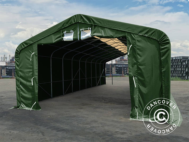 Namiot magazynowy PRO 6x18x3,7m PCV ze świetlikiem, Zielony - Image 6