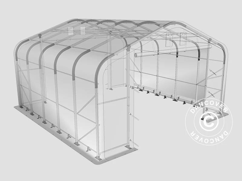 Namiot magazynowy PRO 6x6x3,7m PCV, Zielony - Image 4