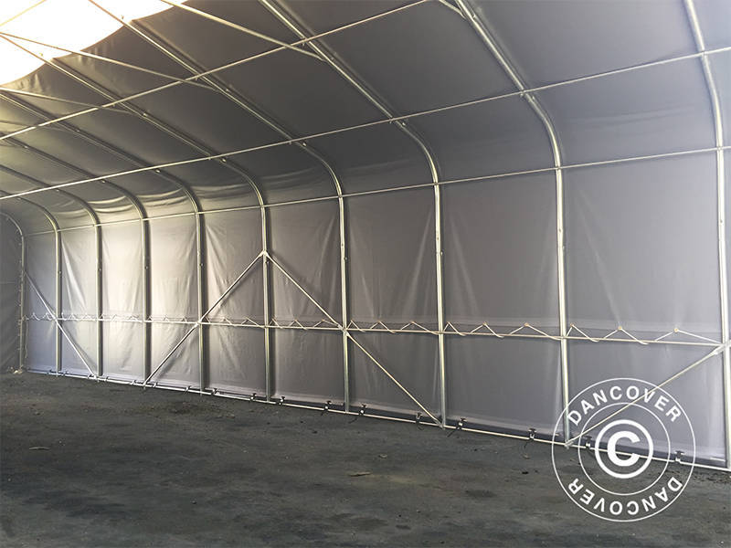 Namiot magazynowy PRO 7x14x3,8m PCV ze świetlikiem, Szary - Image 10