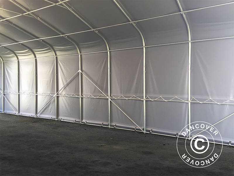 Namiot magazynowy PRO 7x14x3,8m PCV ze świetlikiem, Szary - Image 12