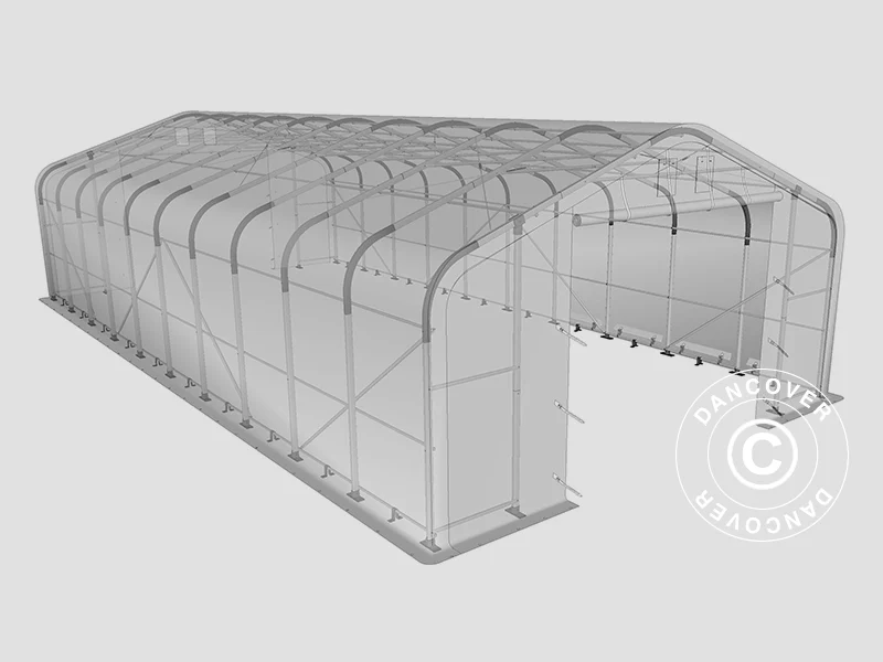 Namiot magazynowy PRO 7x14x3,8m PCV ze świetlikiem, Szary - Image 16