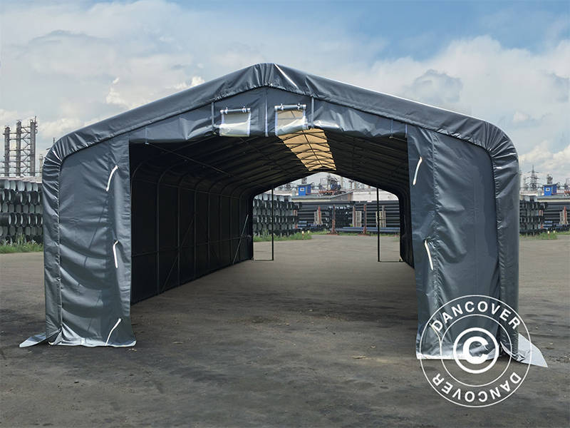 Namiot magazynowy PRO 7x14x3,8m PCV ze świetlikiem, Szary - Image 3
