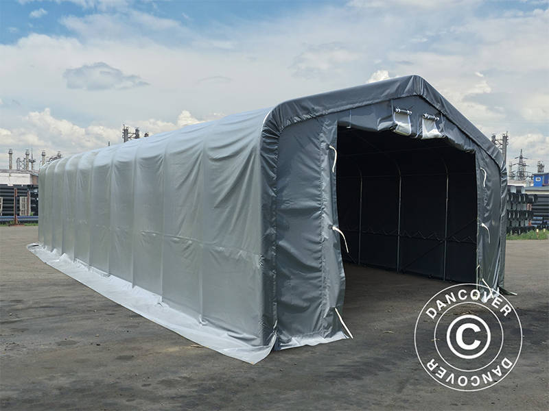 Namiot magazynowy PRO 7x14x3,8m PCV ze świetlikiem, Szary - Image 5