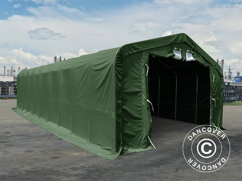 Namiot magazynowy PRO 7x14x3,8m PCV ze świetlikiem, Zielony - Image 3