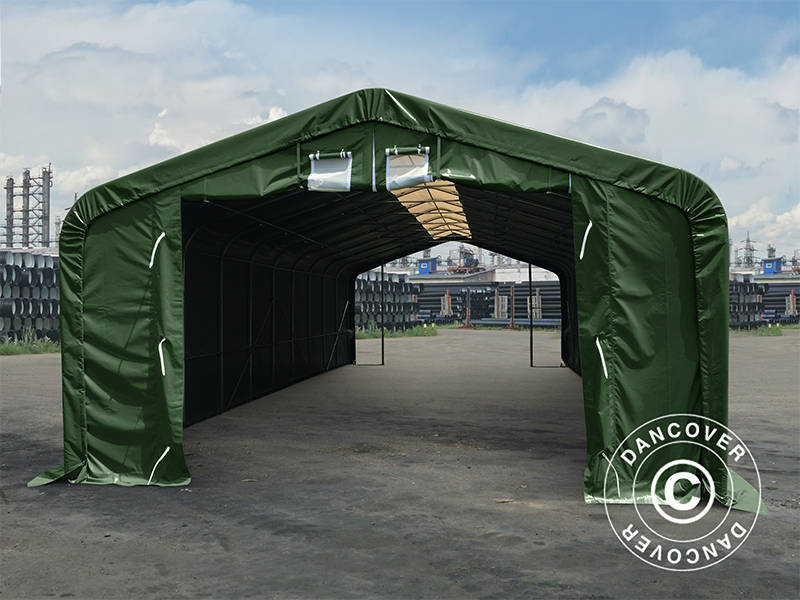 Namiot magazynowy PRO 7x14x3,8m PCV ze świetlikiem, Zielony - Image 5