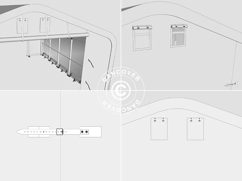 Namiot magazynowy PRO 8x12x5,2m PCV ze świetlikiem, Szary - Image 22