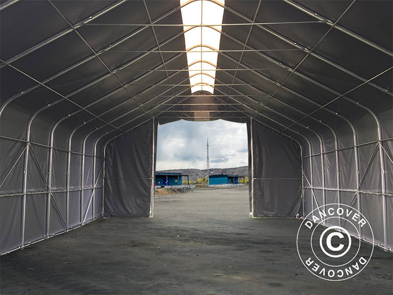 Namiot magazynowy PRO 8x12x5,2m PCV ze świetlikiem, Szary - Image 9