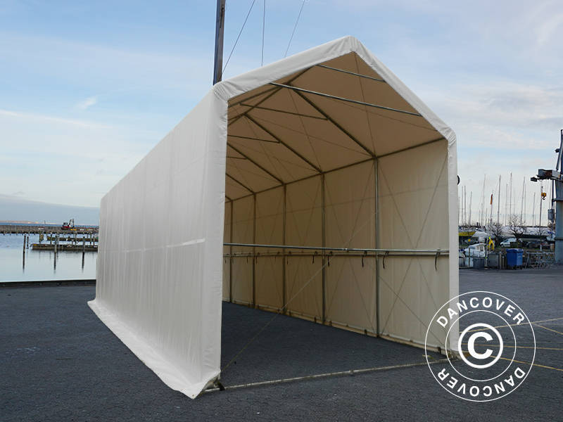 Namiot magazynowy PRO XL 4x10x3,5x4,59m, PCV, Biały - Image 9